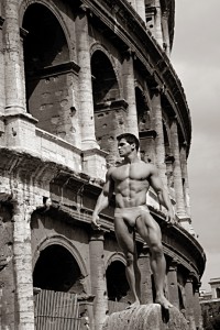 Jed Hill with coliseum on the background