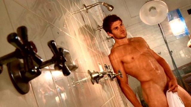 muscle man in shower